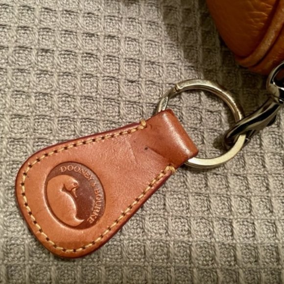 Dooney & Bourke Brown Tan Camel Natural Leather Satchel Purse Bag Red Lining Key - Picture 5 of 14